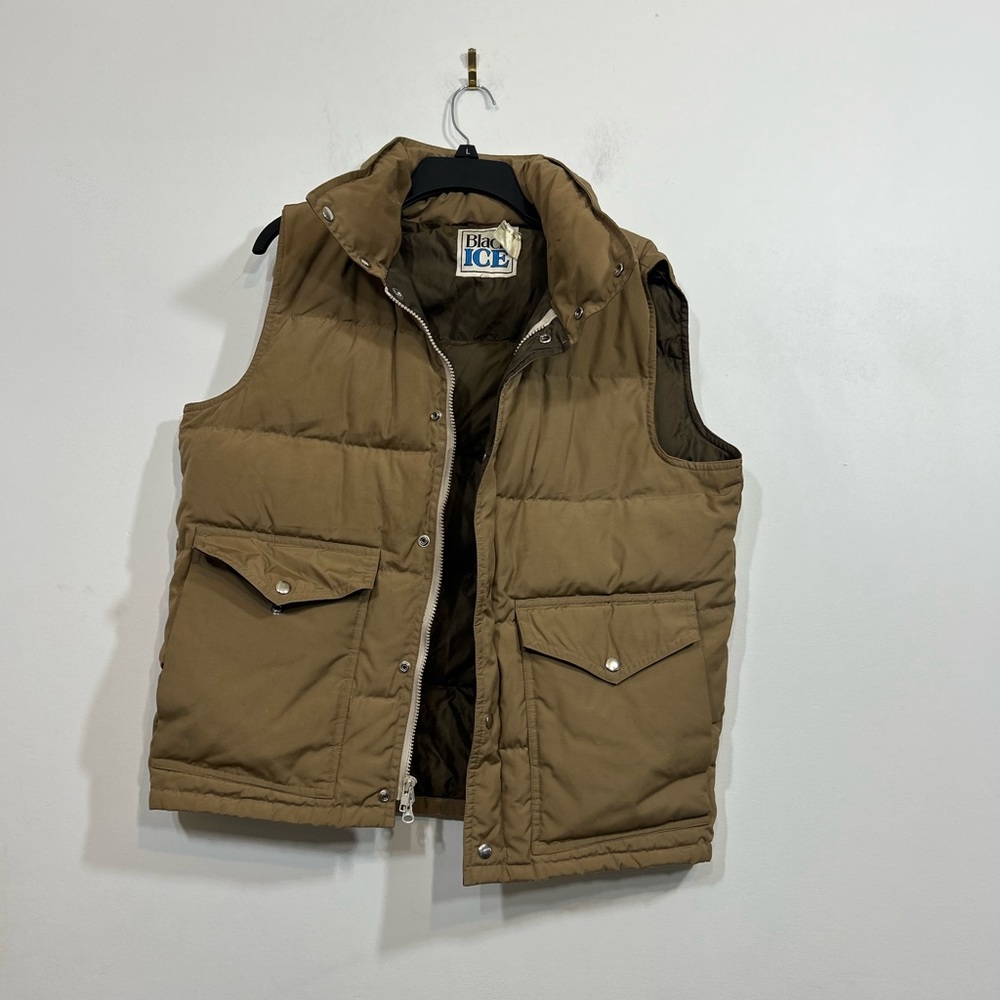 Black Ice Vintage 100% Down Beige Vest Women’s Size Large